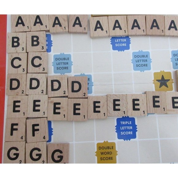 Scrabble Game Replacement Pieces Parts ~ 95 Wood Tiles - Black Bag Clean Cond. - Picture 2 of 7